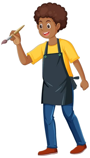 Teenage Boy Holding Color Brush Illustration — Stock Vector