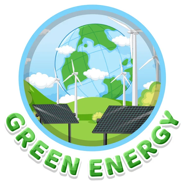 Green Energy Text Banner Design Illustration — ストックベクタ