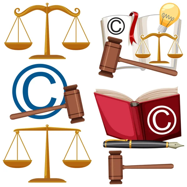 Set Justice Icon Illustration — Stock Vector