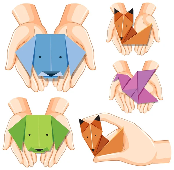 Zestaw Papieru Origami Mix Ilustracji — Wektor stockowy