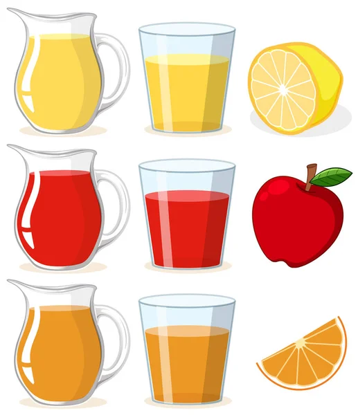 Set Fruit Juice Illustration — Stock Vector