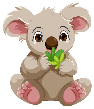 Şirin koala çizgi film karakteri izole edilmiş.