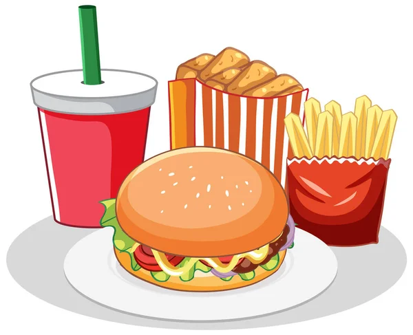 Smaklig Fast Food Collection Illustration — Stock vektor