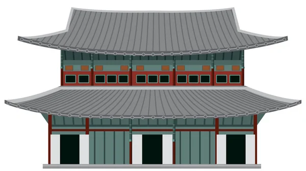 Ancient Traditional Korean Building Illustration — Stock Vector