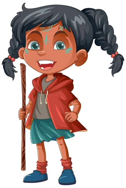 Illustration Personnage Dessin Animé Autochtone Pour Enfants — Image vectorielle