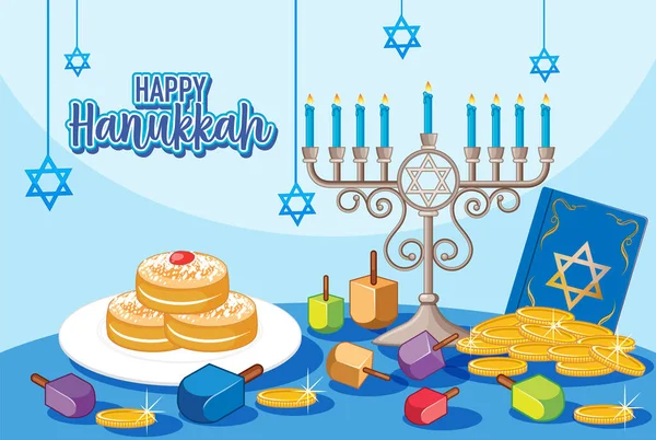 Feliz Hanukkah Banner Diseño Ilustración — Vector de stock