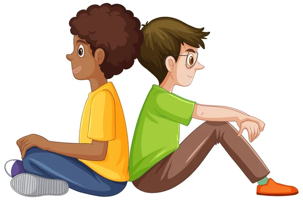 Zwei Teenager Sitzen Rücken Rücken Illustration — Stockvektor