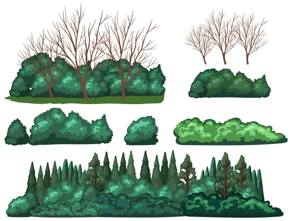 一组孤立的树图解 — 图库矢量图片