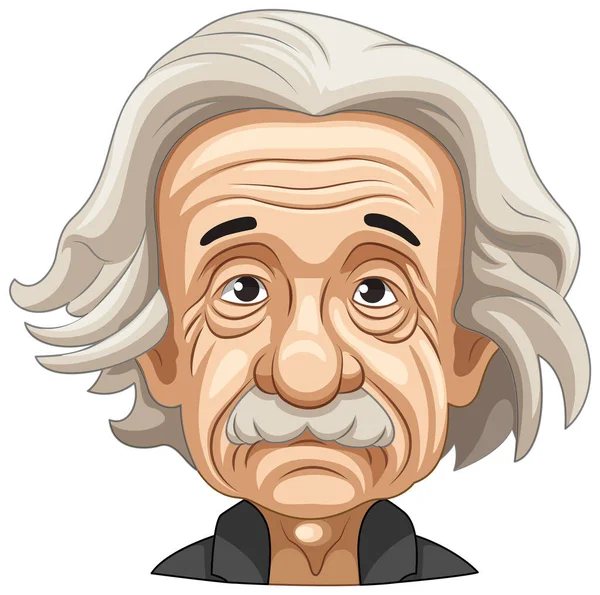 Albert Einstein Cartoon Portrait Illustration — Stock Vector