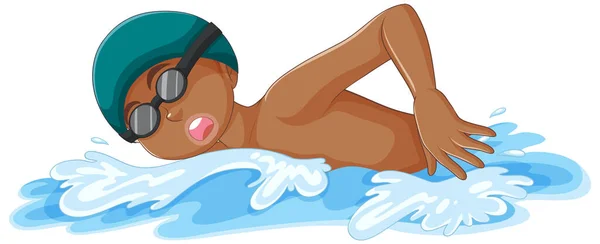Adolescente Nadando Agua Azul Ilustración — Vector de stock