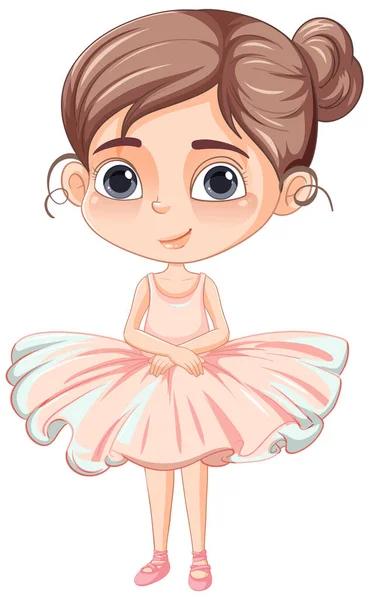 Schattig Meisje Cartoon Karakter Met Roze Ballet Outfit Illustratie — Stockvector