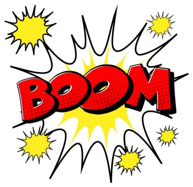 Patlama retro çizgi roman konuşma kabarcığı ve pop sanat tarzı illüstrasyonunda etki