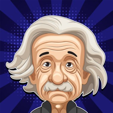 Albert Einstein çizgi roman arkaplan çizimi üzerine çizgi film karakteri