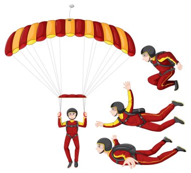 Skydiving Carteeon karakter çizimi