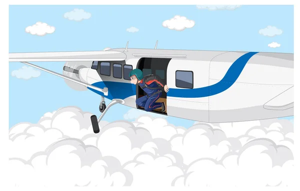 Paraşütçü Uçaktan Atlıyor — Stok Vektör