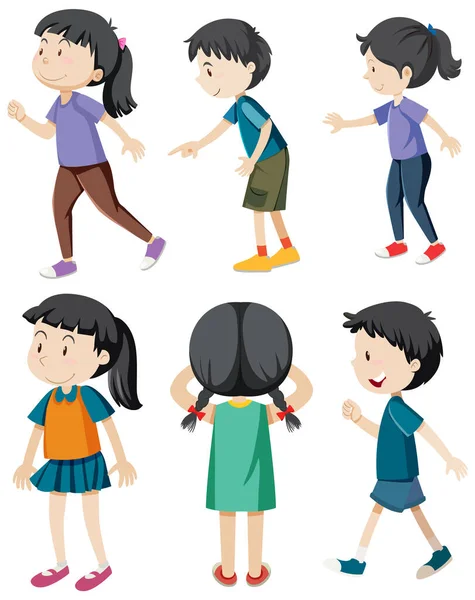 一组不同的儿童卡通人物插图 — 图库矢量图片