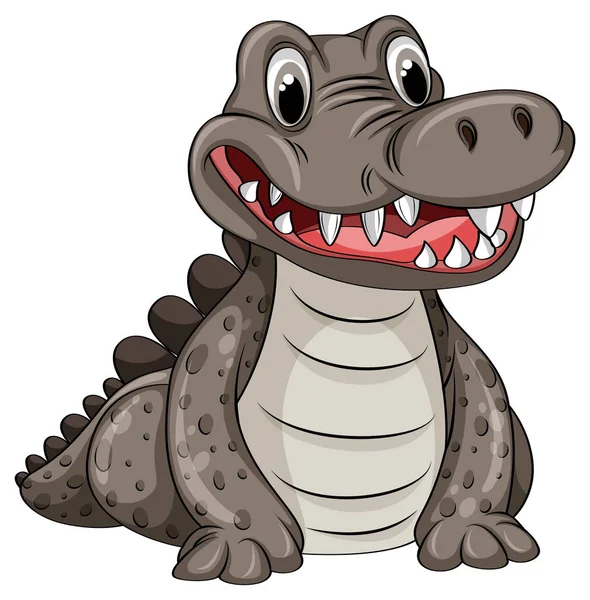 Leuke Cartoon Krokodil Karakter Illustratie — Stockvector