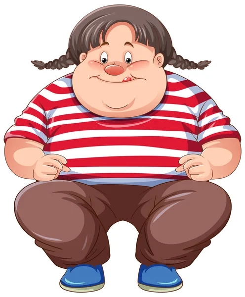 Sovrappeso Donna Seduta Isolato Illustrazione — Vettoriale Stock