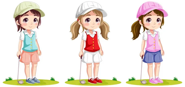 Isolated Professional Golfer Cartoon Character Illustration — Stock Vector