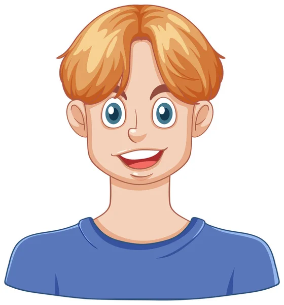 Cartoon Portrait Puberty Boy Illustration - Stok Vektor