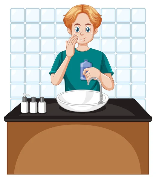 Male Teen Apply Shave Illustration — Stock Vector