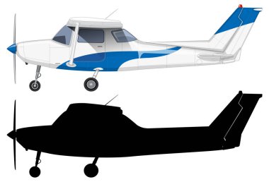 Siluet Vektör Tasarımı illüstrasyonlu Hafif Uçak