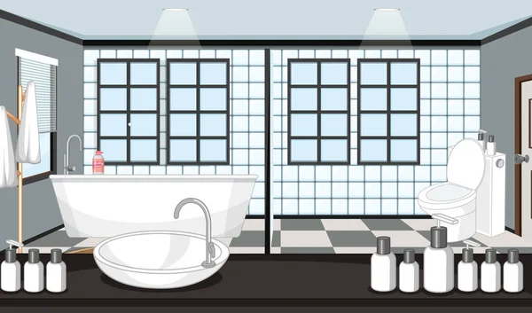 Üres Fürdőszoba Háttér Káddal Illusztráció — Stock Vector