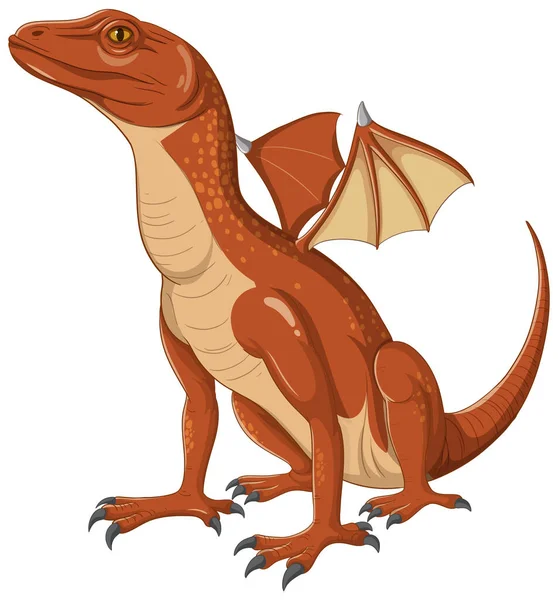 Reptilian Creature Dragon Wings Cartoon Style Illustration — Stock Vector