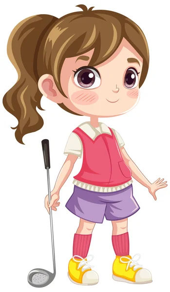 Personagem Desenho Animado Golfista Profissional Isolado Segurando Ilustração Clube Golfe —  Vetores de Stock