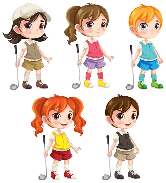 Ilustración Personaje Dibujos Animados Golfista Profesional Aislado — Vector de stock