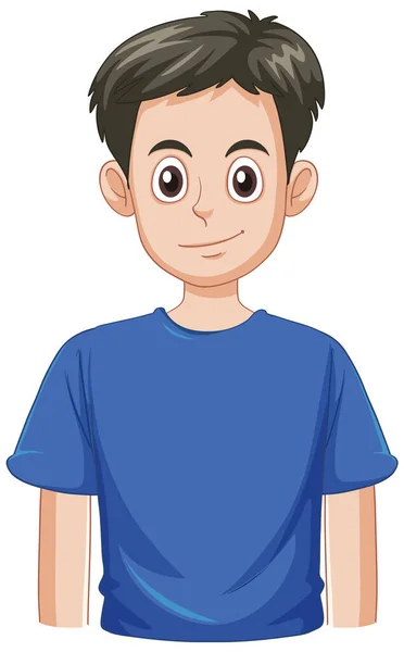 Teenage Boy Black Hair Cartoon Character Illustration — Stockový vektor