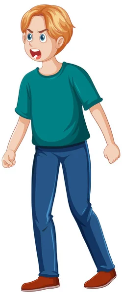 Aggressive Teenage Boy Cartoon Character Illustration — Stock Vector