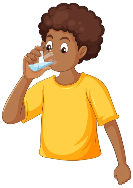 Teenage Boy Drinking Water Illustration — Stock Vector