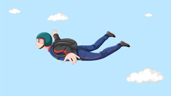 Skydiver Flying Sky Illustration — Stock Vector