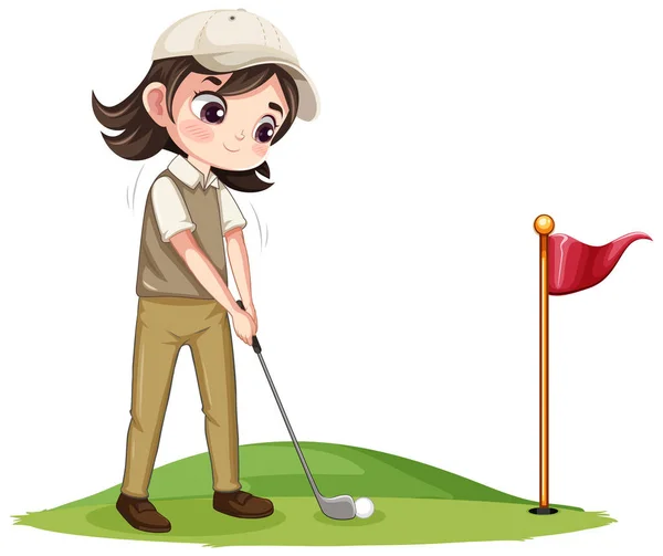 Geïsoleerde Professionele Golfer Cartoon Karakter Illustratie — Stockvector