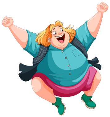 Mutlu Kilolu Kadın Çizgi Film Karakteri Çizimleri