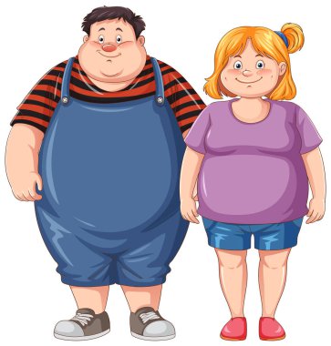 Şişman çift çizgi film karakteri çizimi