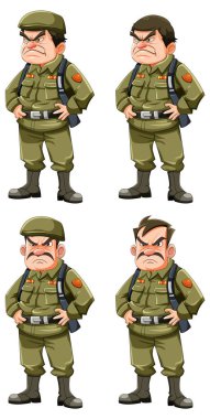 Huysuz ordu subayı çizgi film karakteri çizimleri.