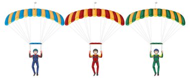 Paraşüt çizimi olan bir paraşütçü seti