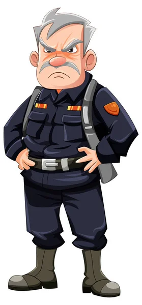 Grumpy Army Officer Cartoon Character Illustration — Stock Vector
