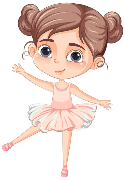 Schattig Meisje Cartoon Karakter Met Roze Ballet Outfit Illustratie — Stockvector