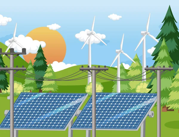 Green Energy Generated Natural Resources Vector Concept Illustration — Stok Vektör