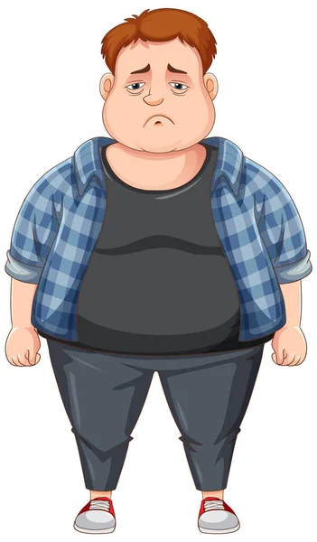 Illustrazione Infelice Del Personaggio Del Fumetto Dell Uomo Sovrappeso — Vettoriale Stock