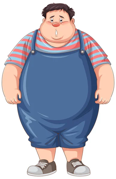 Unsicherer Übergewichtiger Mann Zeichentrickfigur Illustration — Stockvektor
