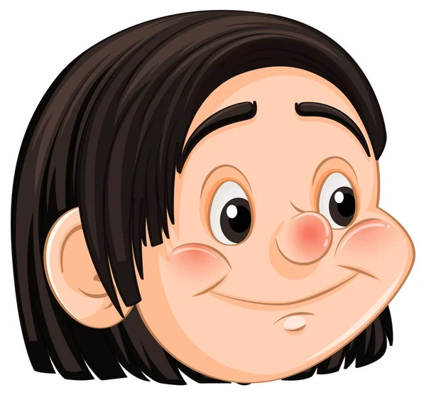 短い髪の女の子の頭と幸せな顔の表情イラスト — ストックベクタ