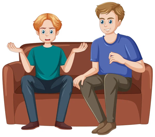 Teenage Boy Talking Dad Illustration — Stock Vector
