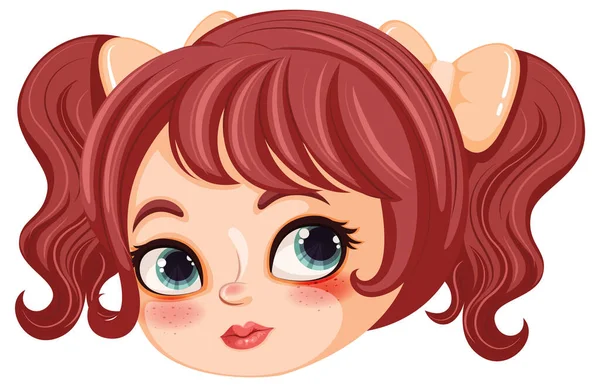 Cute Girl Cartoon Character Big Eyes Illustration — Stock Vector