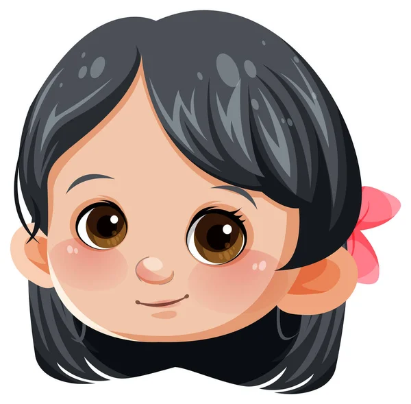 Carino Asiatico Ragazza Cartone Animato Personaggio Illustrazione — Vettoriale Stock