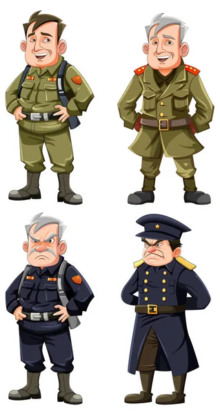 Conjunto Ilustração Desenho Animado Oficial Exército — Vetor de Stock