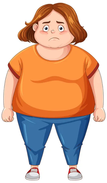太りすぎの女性漫画のキャラクターイラスト — ストックベクタ